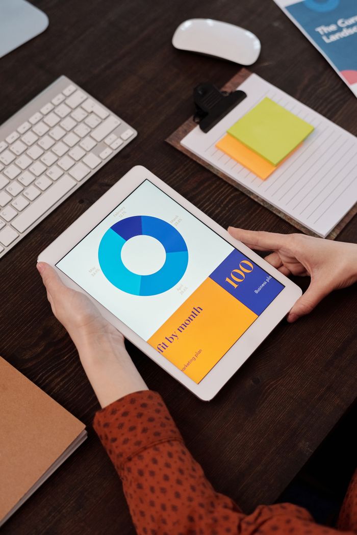 Crafting Captivating Headlines: Your awesome post title goes here Modern office setting featuring a digital tablet displaying a graph, perfect for business presentations.
